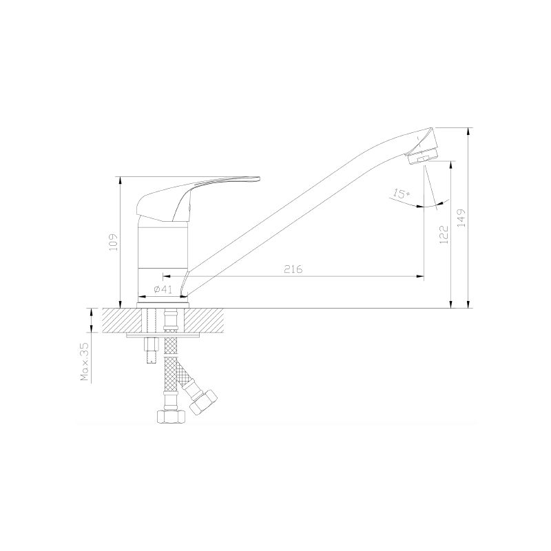 Bateria kuchenna stojaca chrom połysk TARO AVAPAX ABTA1811O1