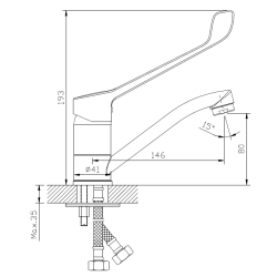 Bateria umywalkowa stojąca z ruchomą wylewką i dźwignią Medico chrom połysk MEDICAL AVAPAX ABME1511M1