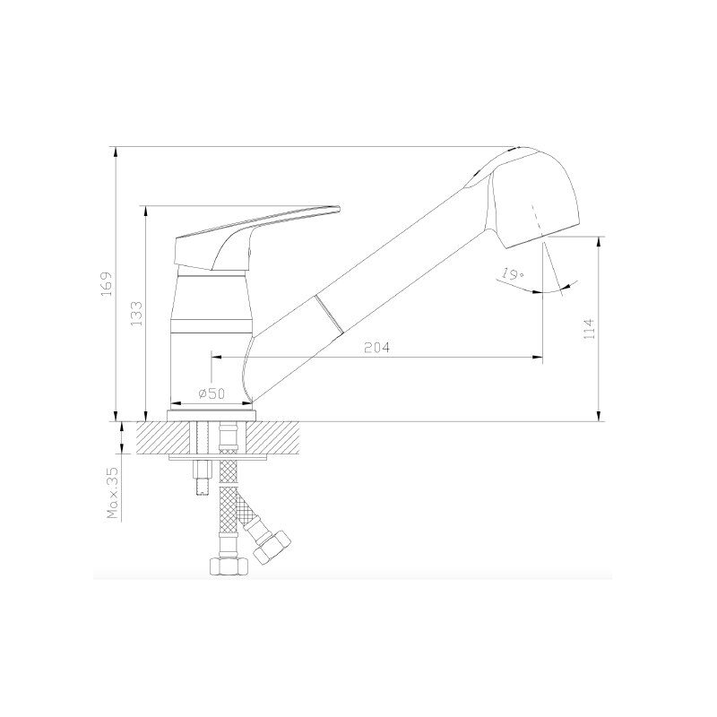 Bateria kuchenna stojąca z wyciąganą wylewką, dwa rodzaje strumienia chrom połysk ONCLO AVAPAX ABON7211W1
