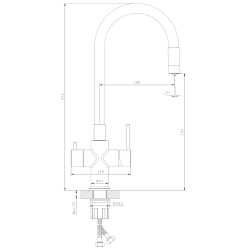 Bateria kuchenna stojąca z elastyczną wylewką i podłączeniem do filtra wody chrom połysk DAPUR AVAPAX ABDA7517F2