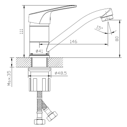 Bateria kuchenna stojąca z obrotową wylewką chrom połysk ONCLO AVAPAX ABON7211O1