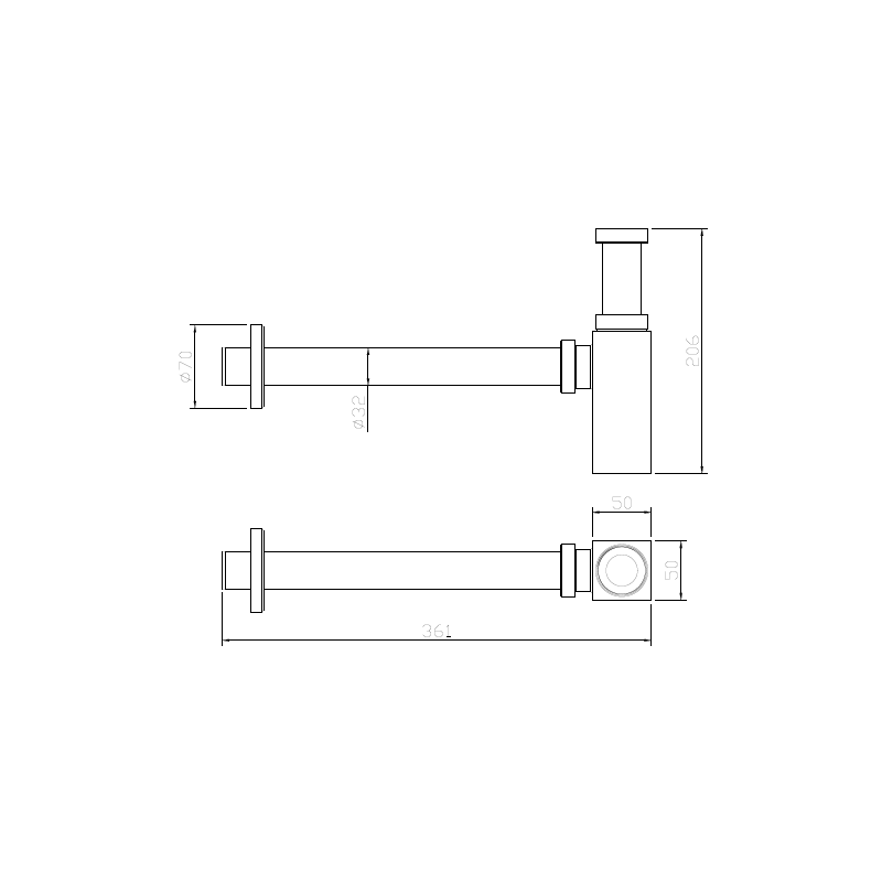 Syfon umywalkowy butelkowy stal nierdzewna stal szczotkowana RONDE AVAPAX AFRO111411