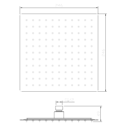 Głowica deszczowni kwadratowa stal nierdzewna 25 x 25 cm stal szczotkowana CUBE AVAPAX AGCU221111