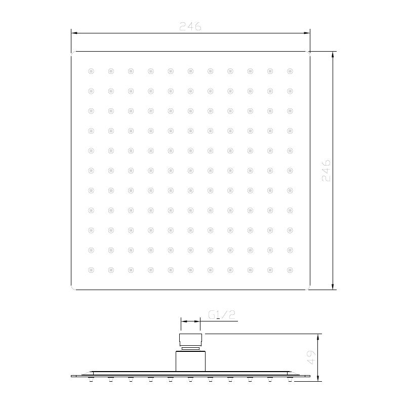 Głowica deszczowni kwadratowa stal nierdzewna 25 x 25 cm stal szczotkowana CUBE AVAPAX AGCU221111