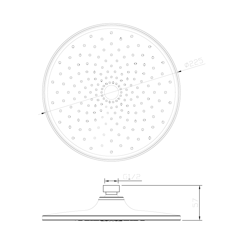 Głowica deszczowni okrągła  22,5 cm chrom połysk LUNEPO AVAPAX AGLU111111