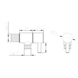 Zawór kątowy przyłączeniowy 1/2x3/8 mosiężny gun metal mat RONDE AVAPAX AORO211411