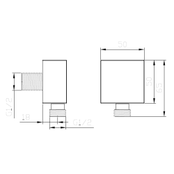 Przyłącze kątowe proste gun metal mat CUBE AVAPAX APCU111411