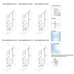 Rea kabina prysznicowa prostokątna Fold N2 chrom 120x100cm