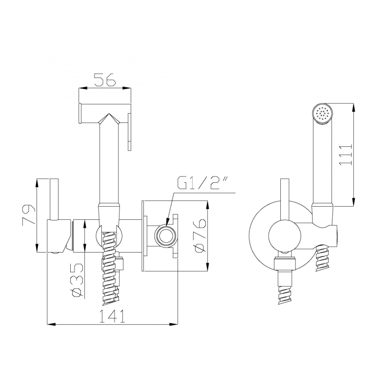 Invena bateria bidetowa podtynkowa chrom Glamour z octem gospodarczym