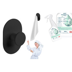 Laveo wieszak na ręcznik pojedynczy czarny Miri z octem gospodarczym