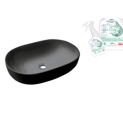 Invena umywalka nablatowa czarna Korfu 60cm z octem gospodarczym
