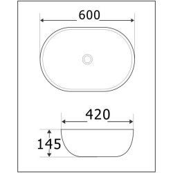 Invena umywalka nablatowa czarna Korfu 60cm z octem gospodarczym