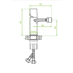 Laveo bateria bidetowa stojąca chromowana Tores z octem gospodarczym