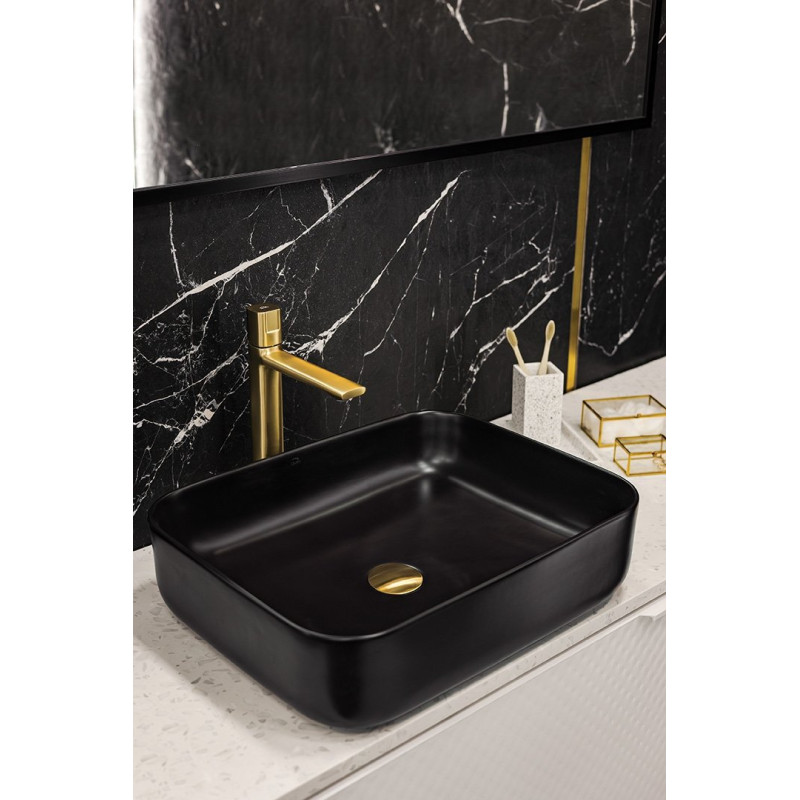 Laveo bateria umywalkowa wysoka złota Tores z octem gospodarczym