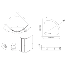 Deante kabina prysznicowa półokrągła Cilantro chromowana 80cm z brodzikiem Polimat Ringo i syfonem