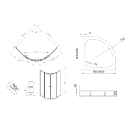 Deante kabina prysznicowa półokrągła Cilantro chromowana 90cm z brodzikiem Polimat Ringo i syfonem
