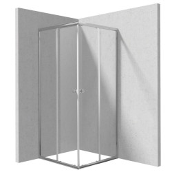 Deante kabina prysznicowa kwadratowa Cilantro chromowana 80cm z brodzikiem Polimat Patio i syfonem