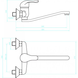 Kuchinox bateria zlewozmywakowa ścienna chromowana Pedro z octem gospodarczym