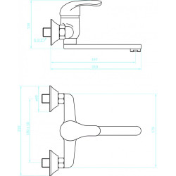 Kuchinox bateria umywalkowa ścienna chromowana Pedro z octem gospodarczym