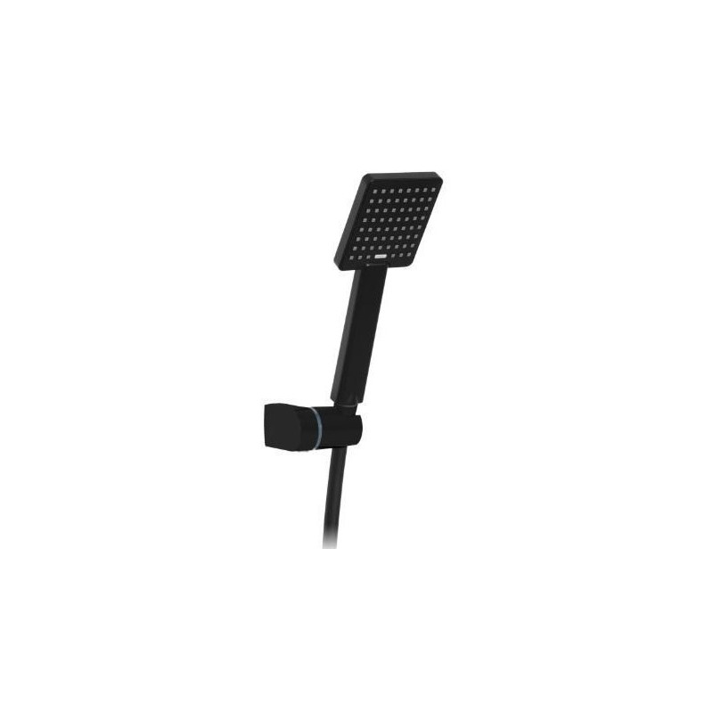 Invena bateria wannowa czarna Paros i zestaw natryskowy 1-punktowy czarny Paras