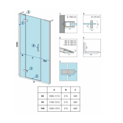 Rea drzwi prysznicowe Hugo Gold Brush złoto szczotkowane 90cm z listwą magnetyczną