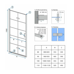 Rea drzwi prysznicowe Molier Black czarne 100cm z listwą magnetyczną