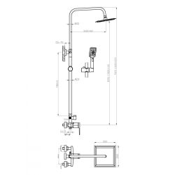 Invena Midnight deszczownia z baterią natryskowa black/gold rose