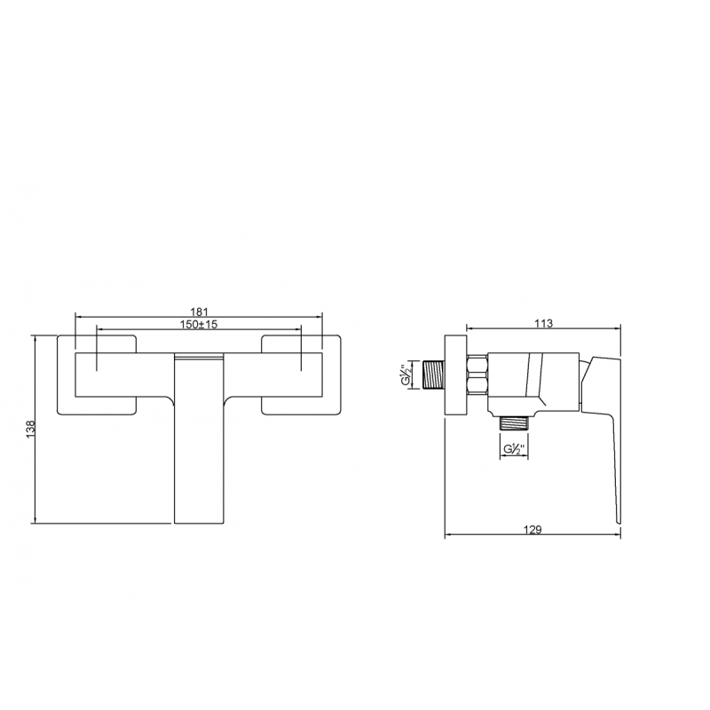 Invena Paros bateria natryskowa chrom