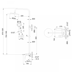 Invena Dokos deszczownia z baterią wannowa czarna