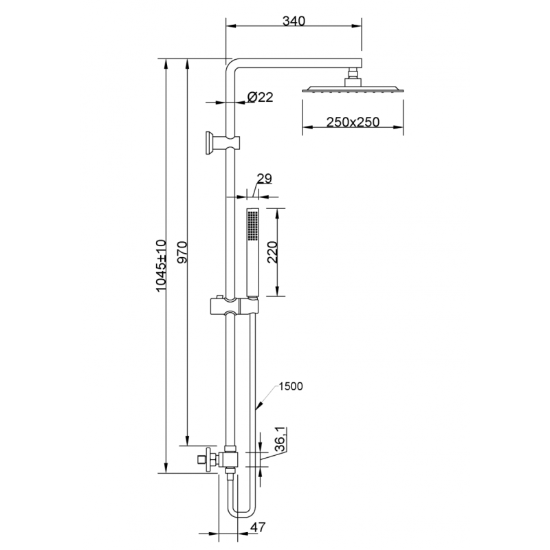 Invena Svart deszczownia z baterią termostatyczna chrom