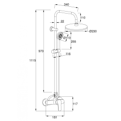 Invena Malta deszczownia z baterią natryskowa chrom