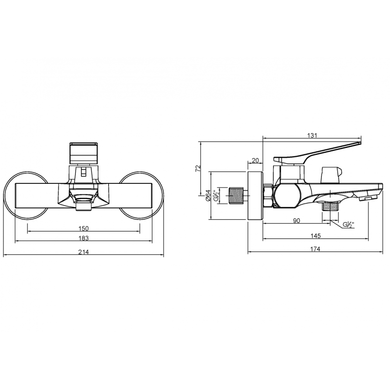 Invena Neri bateria wannowa chrom