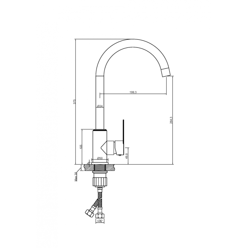 Invena Iron bateria zlewozmywakowa inox
