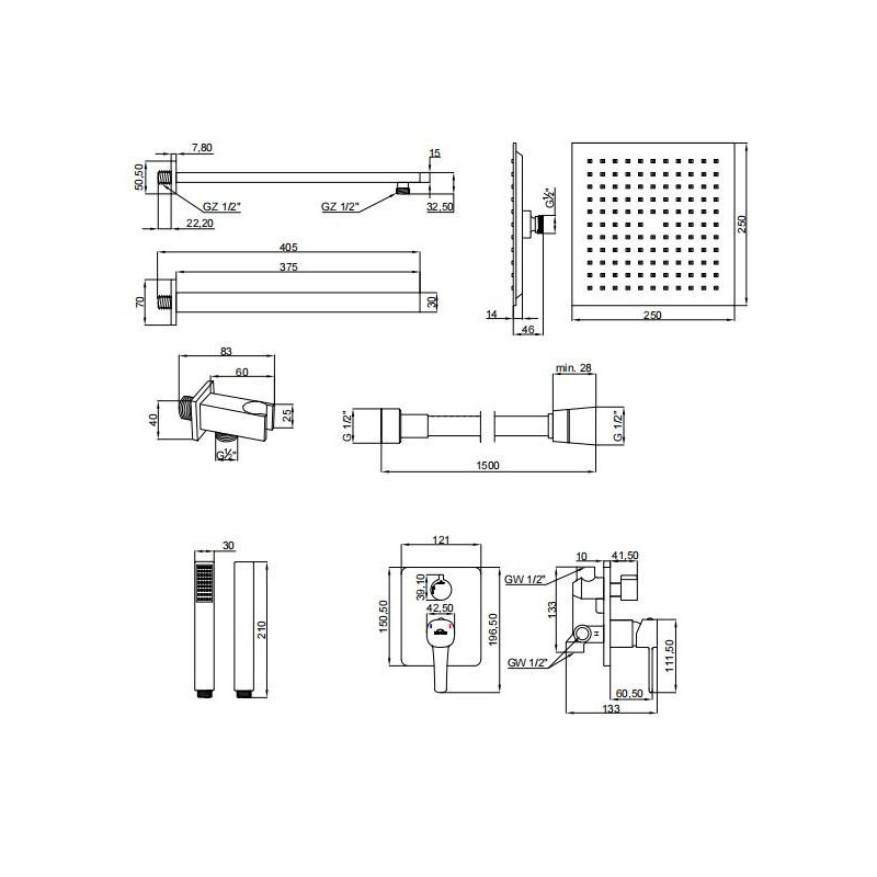 Invena Glamour zestaw podtynkowy z baterią podtynkowa czarny