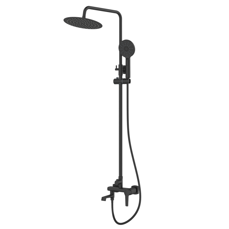 Invena Fira deszczownia z baterią wannowo-natryskową czarna