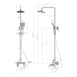 Invena Fira deszczownia z baterią wannowo-natryskową czarna