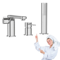 Invena Glamour bateria wannowa 3 otworowa chrom