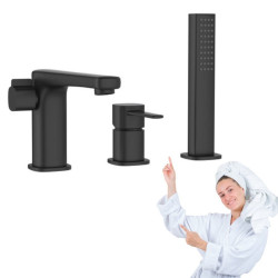 Invena Glamour bateria wannowa 3 otworowa czarna