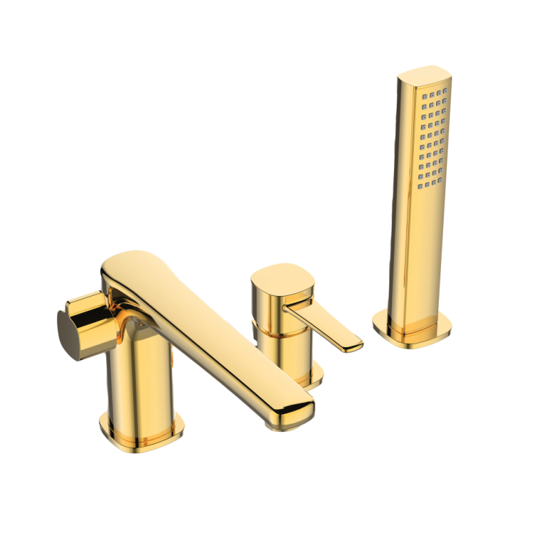 Invena Glamour bateria wannowa 3 otworowa złota