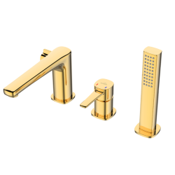 Invena Glamour bateria wannowa 3 otworowa złota