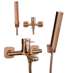 Invena Glamour bateria wannowa z zestawem natryskowym miedź