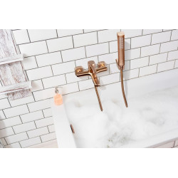 Invena Glamour bateria wannowa z zestawem natryskowym miedź