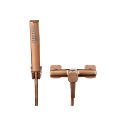 Invena Glamour bateria natryskowa z zestawem natryskowym miedź