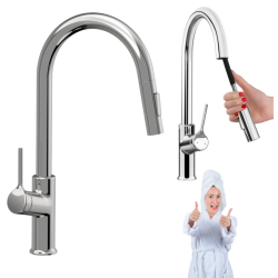 Invena Farsala bateria zlew z wyciągana typu u chrom