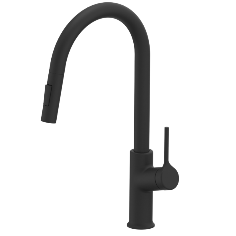 Invena Farsala bateria zlew z wyciągana typu u czarna,