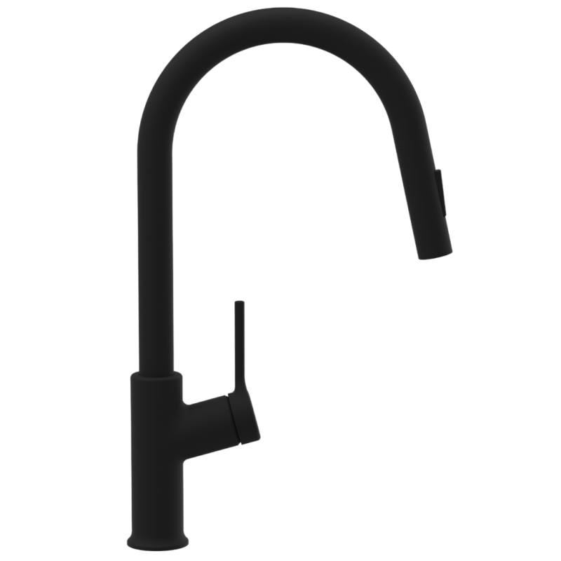 Invena Farsala bateria zlew z wyciągana typu u czarna,