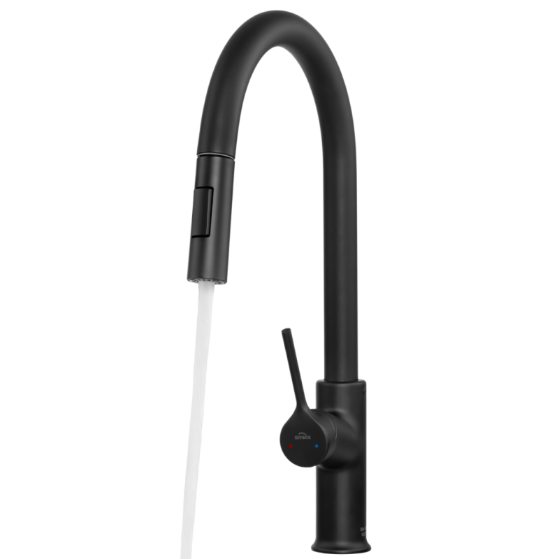 Invena Farsala bateria zlew z wyciągana typu u czarna,