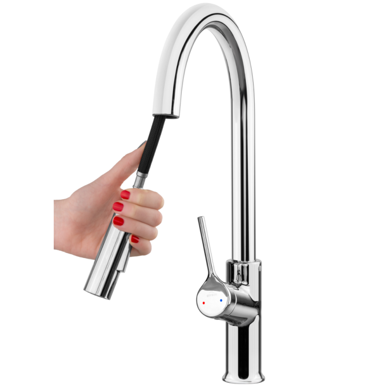 Invena Farsala bateria zlew z wyciągana typu u chrom