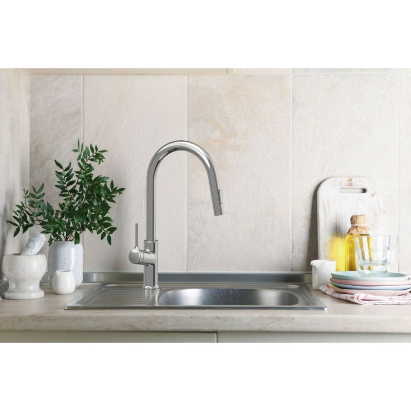 Invena Farsala bateria zlew z wyciągana typu u chrom