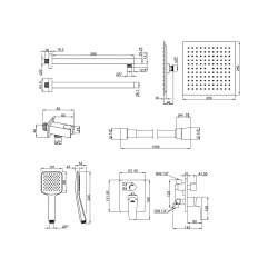 Invena Midnight zestaw podtynkowy z baterią czarny/gold rose